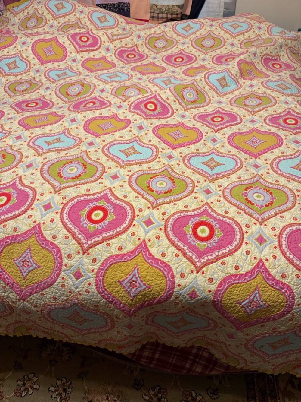 DENA PLEATED Ruffle Moroccan Aladdin COTTON PINK REVERSIBLE Quilt